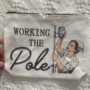 White Cosmetic Pouch with Nurse Graphic